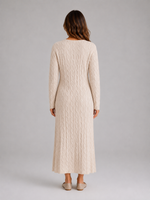 Women's Cable Knit Maxi Dress – Long Sleeve Jumper Dress