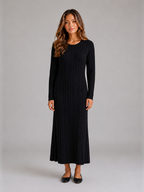 Women's Cable Knit Maxi Dress – Long Sleeve Jumper Dress