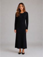 Women's Cable Knit Maxi Dress – Long Sleeve Jumper Dress