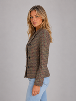 Women's Checked Double Breasted Blazer – Tailored Smart Jacket