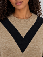 Women’s Chevron Knit Jumper – Crew Neck Relaxed Fit Pullover