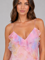 Women’s Chiffon Floral Ruffle Maxi Dress – Wedding Guest Occasion