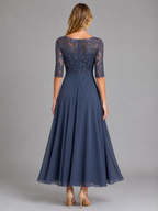 Women's Chiffon Lace Midi Dress – Flowing Silhouette