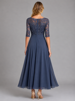 Women's Chiffon Lace Midi Dress – Flowing Silhouette