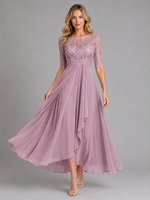 Women's Chiffon Lace Midi Dress – Flowing Silhouette