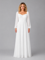 Women's Chiffon Long Sleeve Maxi Dress – Flowing Silhouette