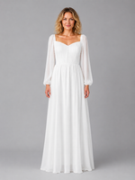 Women's Chiffon Long Sleeve Maxi Dress – Flowing Silhouette