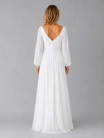 Women's Chiffon Long Sleeve Maxi Dress – Flowing Silhouette