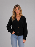 Women's Chunky Knit Cardigan – Button Front V-Neck Soft Ribbed Jumper
