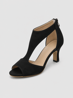 Women’s Comfort Open-Toe Heels – Elegant Soft Suede Look