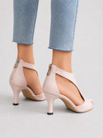 Women’s Comfort Open-Toe Heels – Elegant Soft Suede Look
