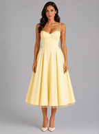Women’s Corset Midi Dress with Full Skirt – Elegant Occasion Style