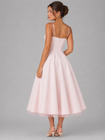 Women’s Corset Midi Dress with Full Skirt – Elegant Occasion Style