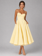 Women’s Corset Midi Dress with Full Skirt – Elegant Occasion Style