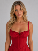 Women's Corset Pleated Midi Dress – Wedding Guest Occasion