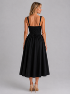 Women's Corset Pleated Midi Dress – Wedding Guest Occasion