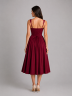 Women's Corset Pleated Midi Dress – Wedding Guest Occasion