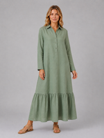 Women’s Cotton Blend Maxi Shirt Dress – Relaxed Tiered Summer Fit