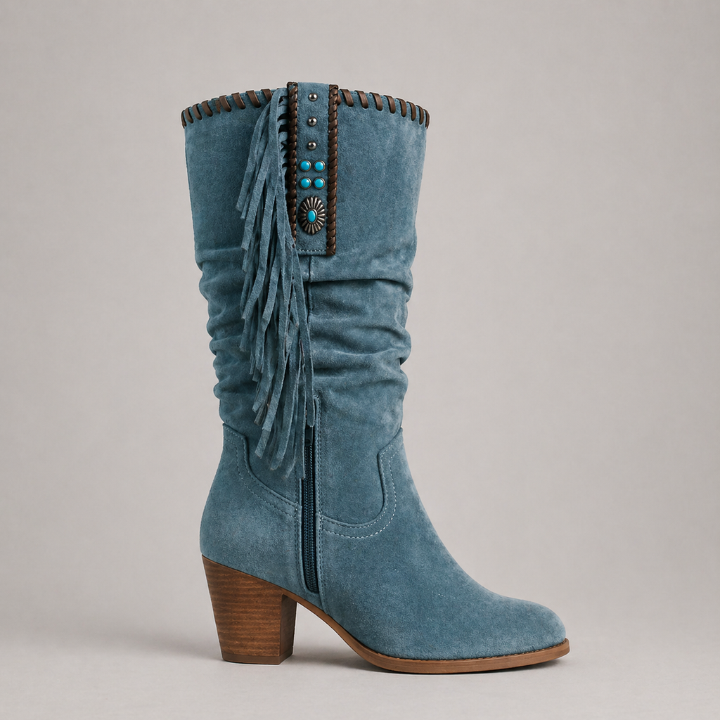 Women’s Cowboy Fringe Boots – Mid-Calf Style