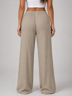 Women's Crinkle Wide Leg Trousers – Drawstring Waist