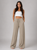 Women's Crinkle Wide Leg Trousers – Drawstring Waist