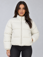 Women’s Cropped Puffer Jacket – High Neck Full Zip Padded Coat