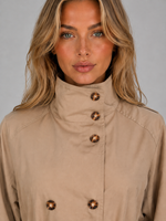 Women's Cropped Trench Jacket – Belted Double Breasted Coat