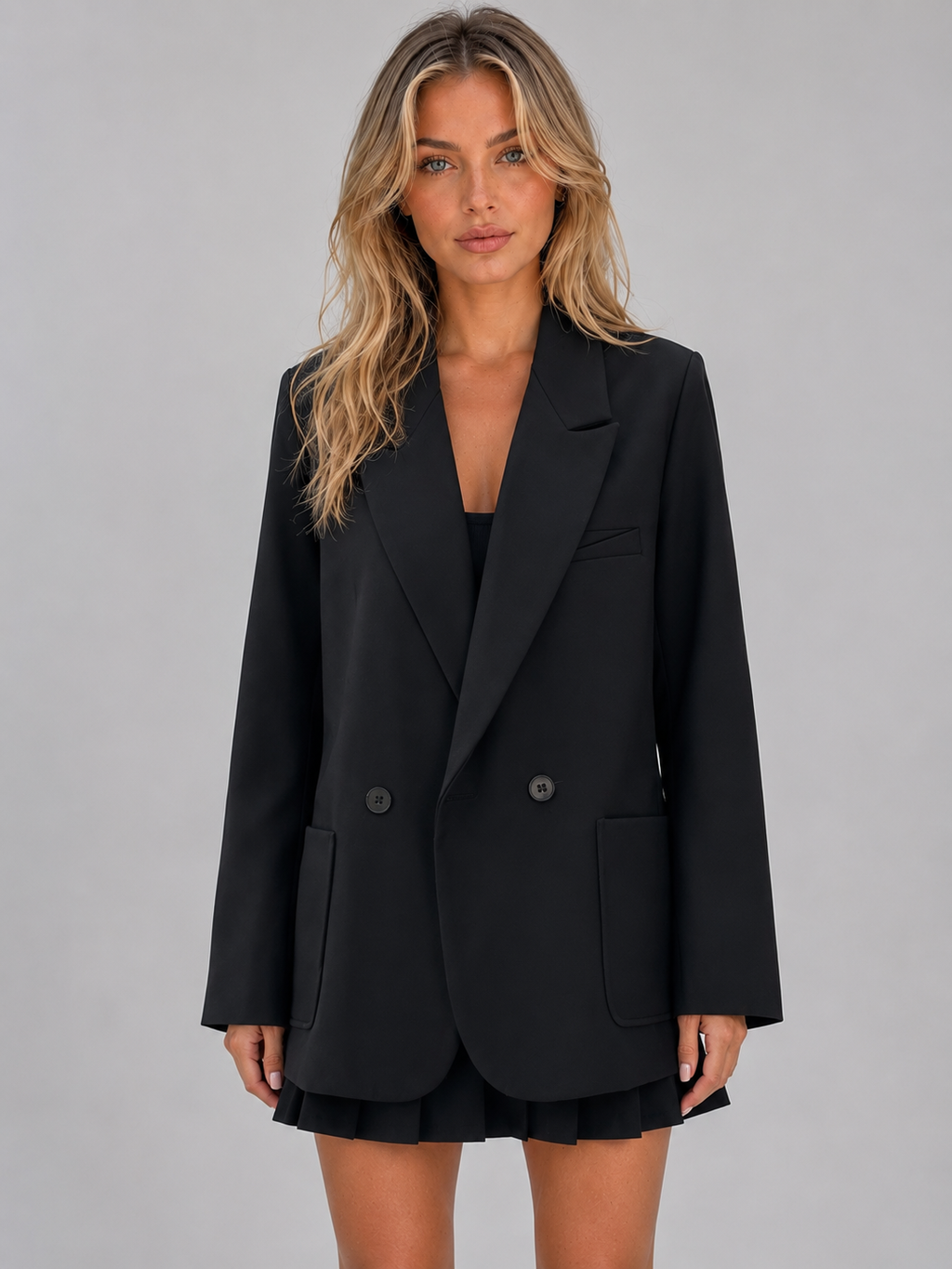 Women’s Double Breasted Blazer – Oversized Tailored Jacket
