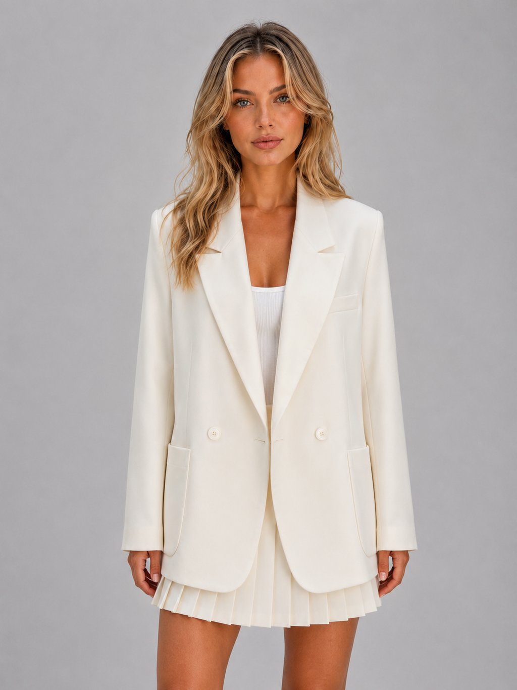 Women’s Double Breasted Blazer – Oversized Tailored Jacket