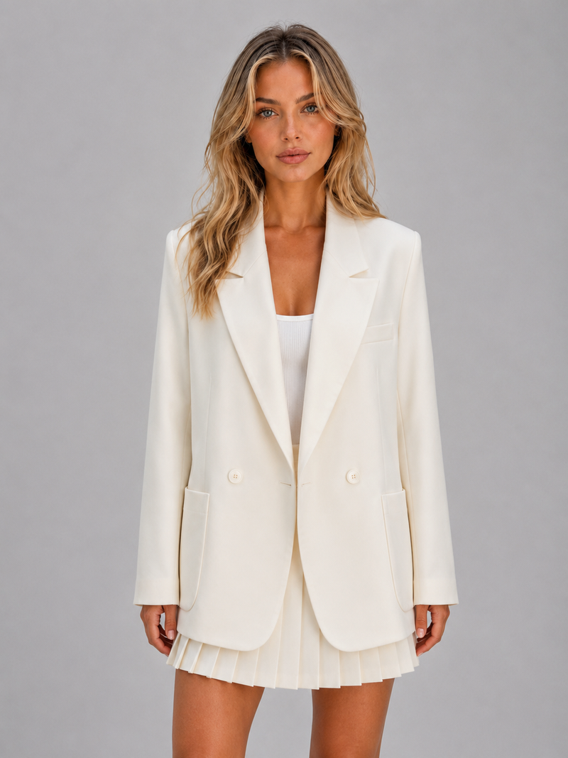 Women’s Double Breasted Blazer – Oversized Tailored Jacket