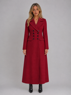Women’s Double Breasted Long Coat – Tailored Maxi Overcoat
