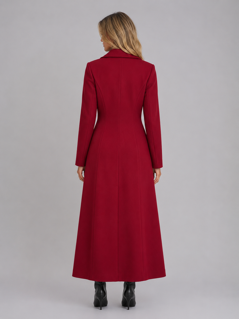 Women’s Double Breasted Long Coat – Tailored Maxi Overcoat