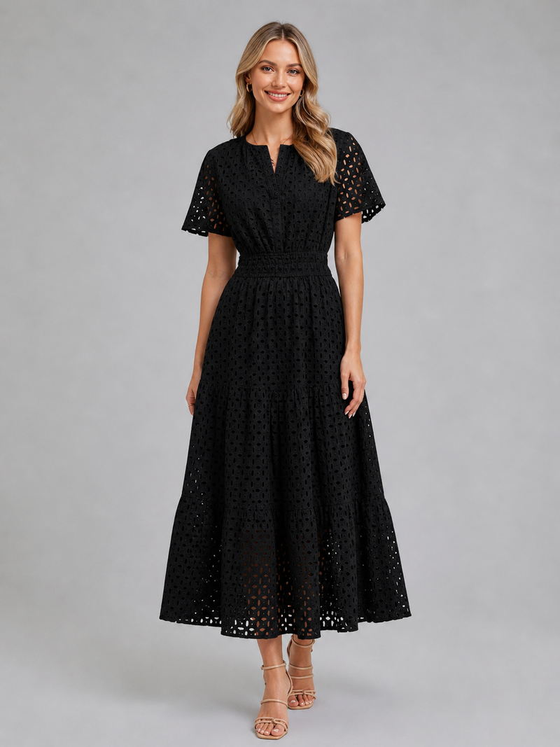 a line cotton dresses for women DARK BLUE A-LINE COTTON DRESS Gulabi Dori