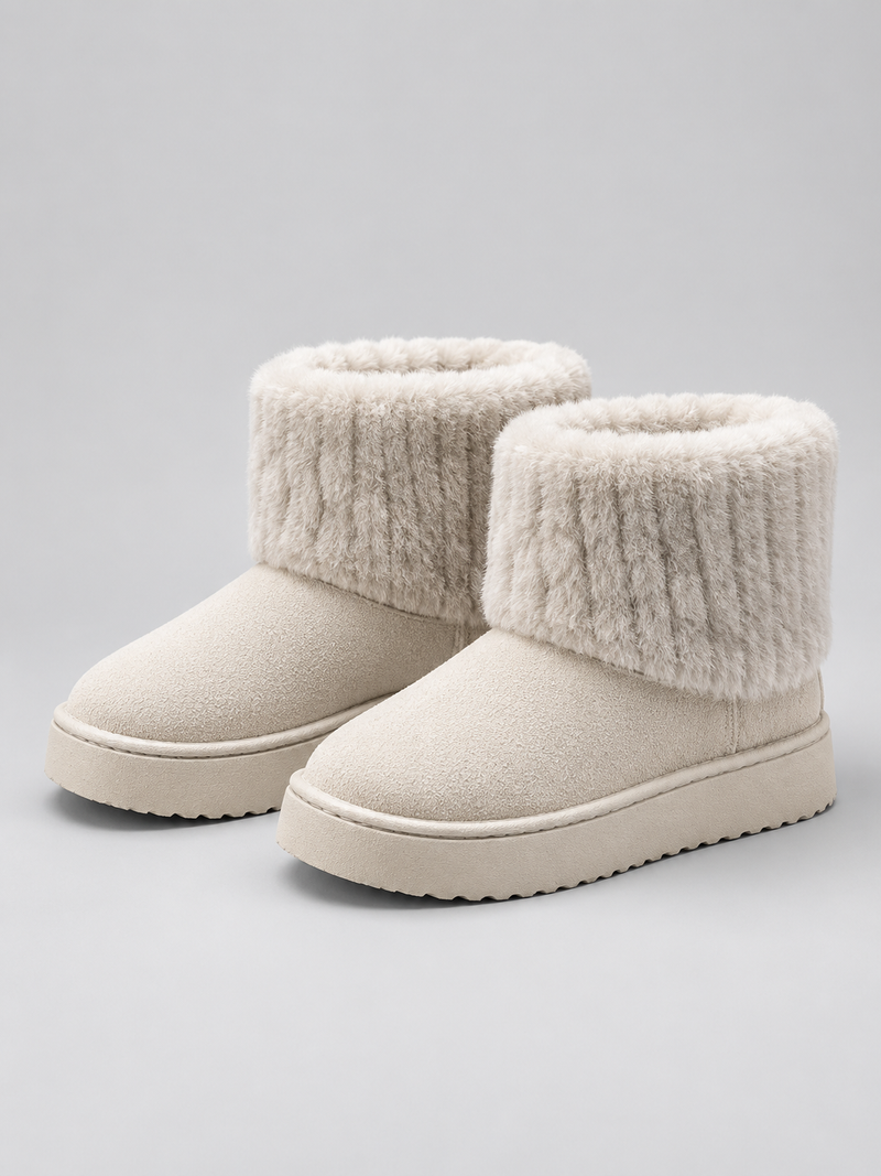 Women’s Faux Fur Ankle Boots – Warm Fleece Lined Winter Shoes