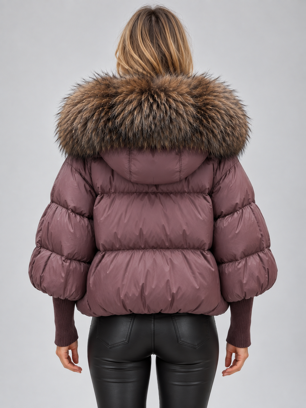 Women’s Faux Fur Hooded Puffer Jacket – Oversized Padded Winter Coat