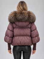 Women’s Faux Fur Hooded Puffer Jacket – Oversized Padded Winter Coat