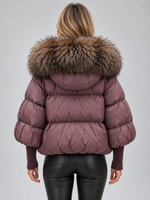 Women’s Faux Fur Hooded Puffer Jacket – Oversized Padded Winter Coat
