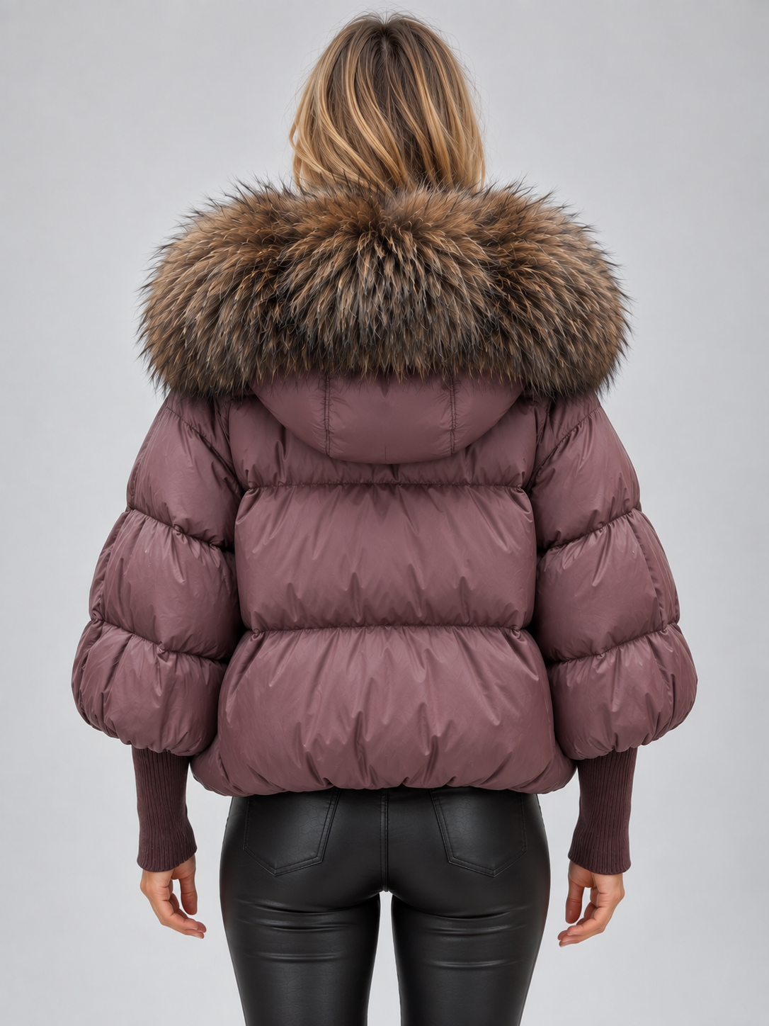 Women’s Faux Fur Hooded Puffer Jacket – Oversized Padded Winter Coat