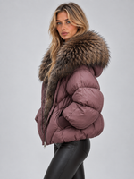 Women’s Faux Fur Hooded Puffer Jacket – Oversized Padded Winter Coat
