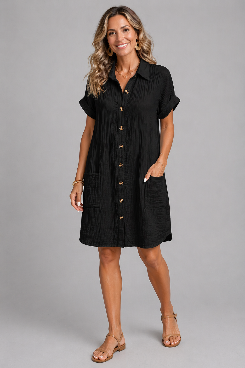 Women's Flattering Shirt Dress – Relaxed Button-Down Fit