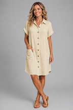 Women's Flattering Shirt Dress – Relaxed Button-Down Fit