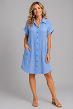 Women's Flattering Shirt Dress – Relaxed Button-Down Fit