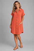 Women's Flattering Shirt Dress – Relaxed Button-Down Fit