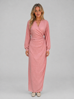 Women’s Flattering Wrap Maxi Dress – V-Neck Ruched Long Sleeve