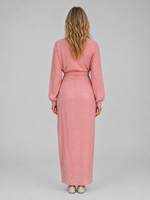 Women’s Flattering Wrap Maxi Dress – V-Neck Ruched Long Sleeve