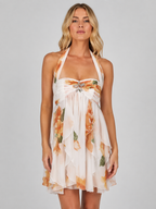 Women’s Floral Chiffon Halter Mini Dress – Summer Occasion Style