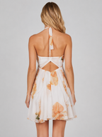 Women’s Floral Chiffon Halter Mini Dress – Summer Occasion Style