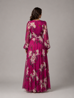 Women's Floral Chiffon Maxi Dress – Flattering Waist-Tie