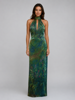 Women's Floral Chiffon Maxi Dress – Scarf Neck Halter Design