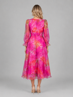 Women's Floral Chiffon Midi Dress – Summer Occasion Style